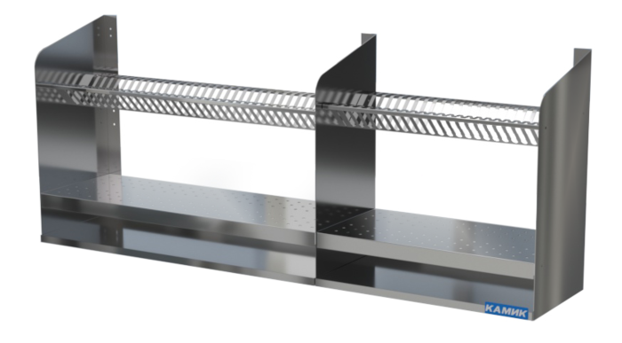 Полка настенная (для сушки посуды пп9) 910*310*610 2 ур. (с лотком) н.с.aisi 430
